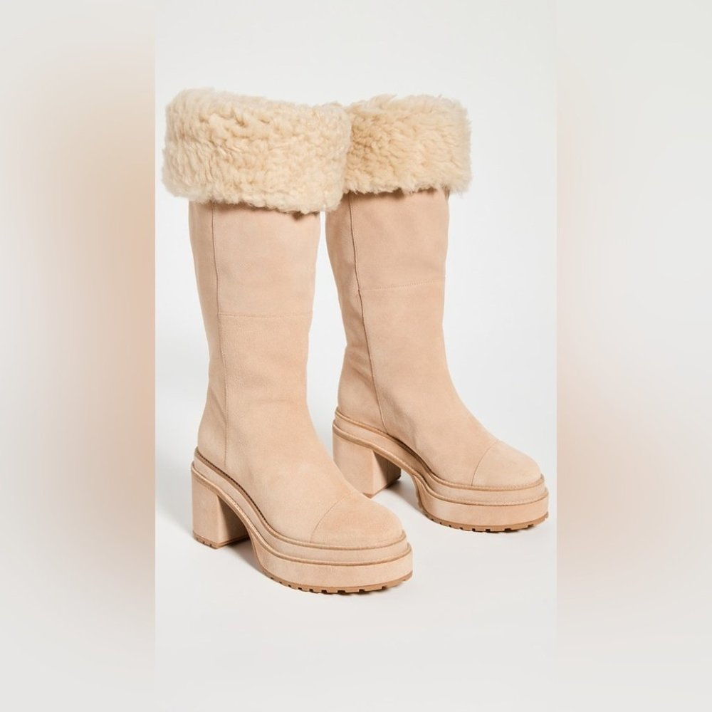 NWOT Cult Gaia Cowhide Suede Sommar fold over Boots - Size 36.5